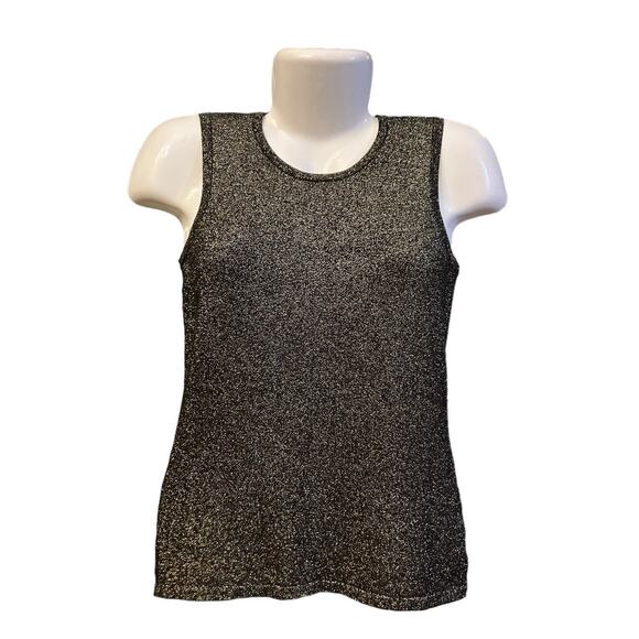 LUXE by Carmen Marc Valvo Women's Blk w/Gold Sleeveless Sweater | Size XS - Picture 1 of 7